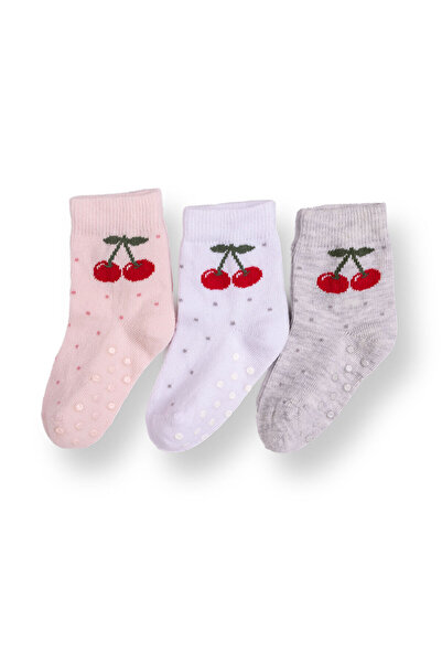 ebebek Hello Baby HelloBaby HelloBaby Kız Bebek 3lü Kaydırmaz Çorap Kirazlı