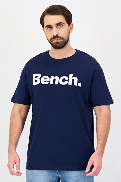 BENCH Men Crew Neck Short Sleeve Brand Logo T-Shirt, Navy