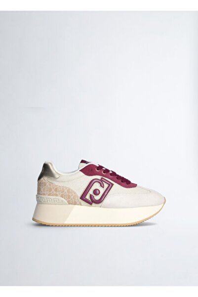 liu.jo Bordo Detaylı Süet Deri Ekru Sneaker