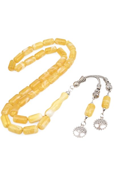 NAMAT 33 beads stainless steel tassel acrylic prayerbead rosary,Yellow
