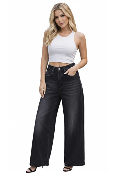 blue da Women's High Waist Palazzo Jeans