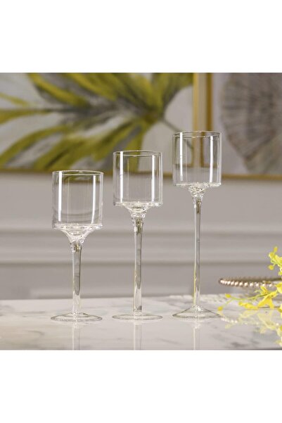 Mado Gallery طقم من 3 حوامل شموع زجاجية شفافة لتزيين المنزل والمناسبات وحفلات...