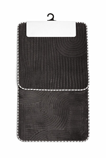 Generic Siyah Kaymaz Tabanlı İkili Banyo Paspası Seti 60x60 + 60x100
