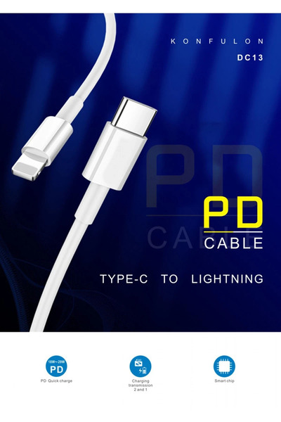 POYRAZ MARKET Konfulon Dc13 1m 20W Type-C to Lightning Cable Compatible with ...