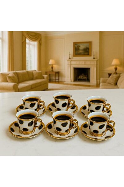 Generic Decorative Cup Set - 6 Cups with Saucers