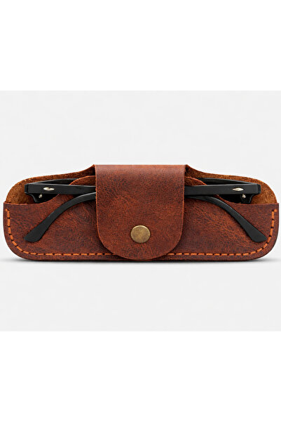 Bakani Leather Hakiki Deri El Yapımı Gözlük Kılıfı, Erkek & Kadın, Çıtçıtlı, ...