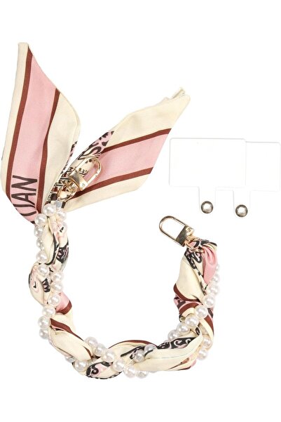 Generic سوار معصم مزين باللؤلؤ للهاتف للنساء والفتيات، حبل معصم للهاتف المحمو...