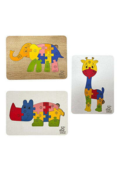 tollihy brinco Safari Serisi Eğitici Ahşap Sayı ve Renk Öğretici (Fil,Zürafa,...