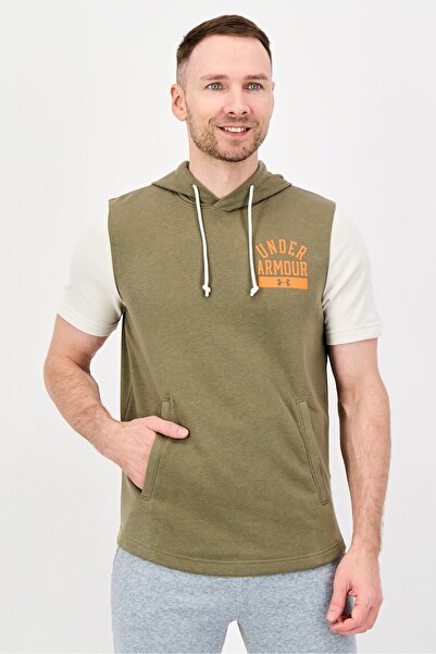 Under Armour Men Loose Fit Short Sleeve Outdoor Hoodie, Olive
