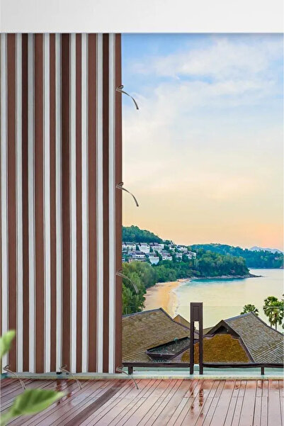 MRC Tekstil Waterproof Balcony Curtain – Canvas Curtain with Cornice & Ties E...