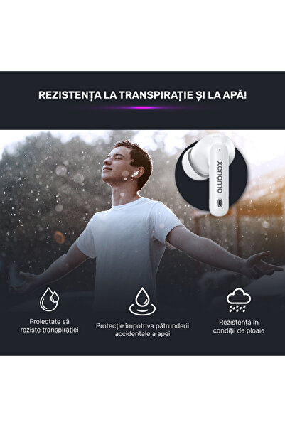 xenomo Casti wireless Xenomo® BEAT-X, Bluetooth 5.3, ANC-ENC, anulare a zgomotului, carcasă magnetică, alb