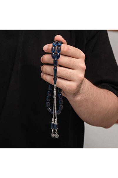 Inure Jewelry Mărgele de rugăciune de chihlimbar cu ciucuri de argint