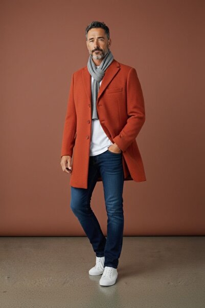 LA FIGURA Men's brick wool coat