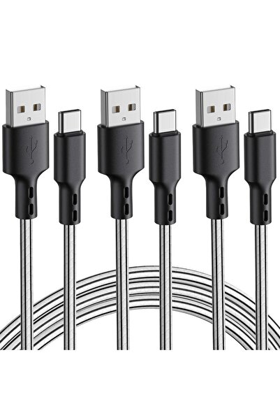 Generic كابل شحن SCHITEC USB من النوع C، عبوة من 3 قطع، مصنوع من مادة PVC بطو...
