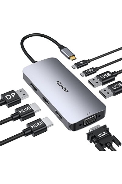 Generic محطة إرساء MOKiN لأجهزة الكمبيوتر المحمولة، وشاشة مزدوجة، وموزع USB-C...