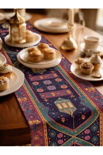 Generic A decorative tablecloth cover with a crescent moon and lantern patter...