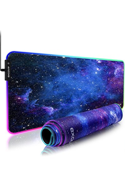 Generic لوحة ماوس الألعاب EXCOVIP RGB، 14 وضع إضاءة، لوحة ماوس كبيرة الحجم قا...