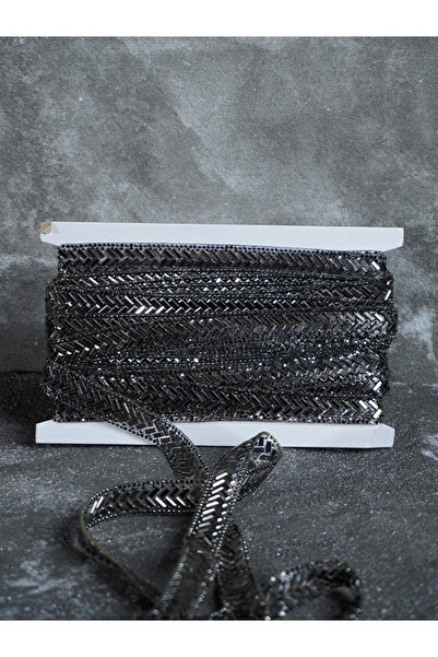 KAYA ARNİCA TEKSTİL Ütü ile Yapışan Taşlı Şerit 1,5 cm (Antrasit)– Balık sırt...