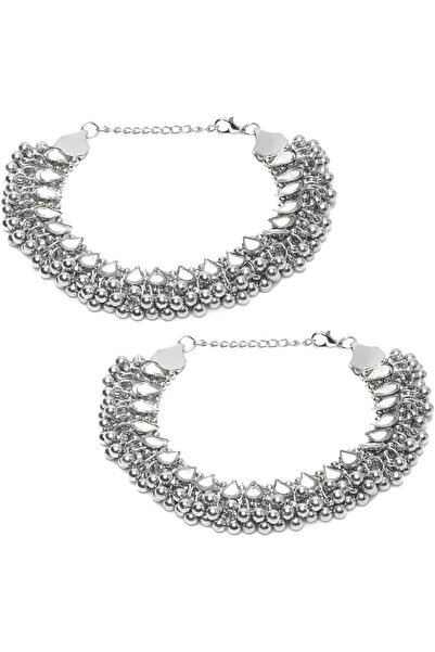 Generic خلخال أنيق مصنوع يدويًا ومطلي بالفضة الألمانية للفتيات والسيدات