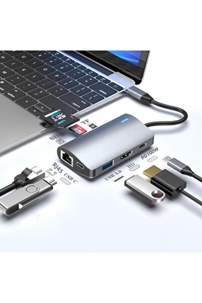 Generic 7-in-1 USB-C Hub with HDMI 4K, RJ45 Port, 100W PD Charging, 1 USB-A 3...