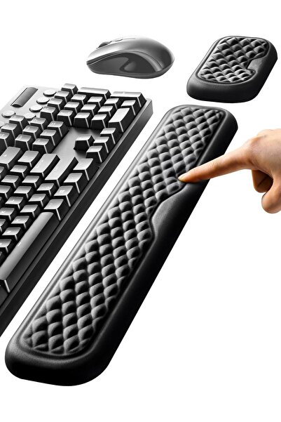 Generic وسادة معصم مدمجة من إسفنج الذاكرة للوحة المفاتيح والماوس من بيج ثري، ...