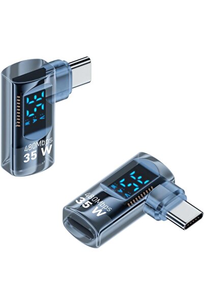 Generic 90 Degree Right Angle USB C Male to USB C Female Adapter, 35W Type C ...