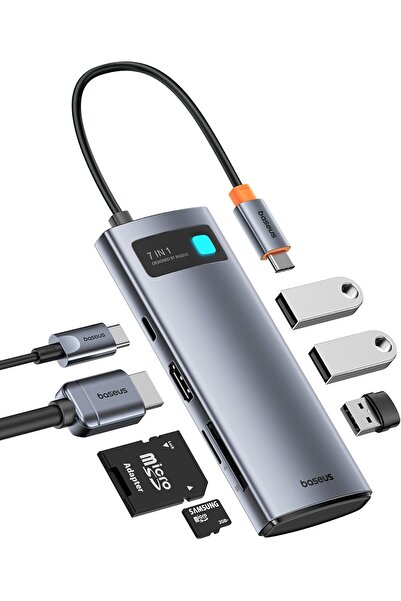 Generic محول Baseus من USB-C إلى HDMI، محطة إرساء USB-C بدقة 4K@60Hz، موزع 7 ...