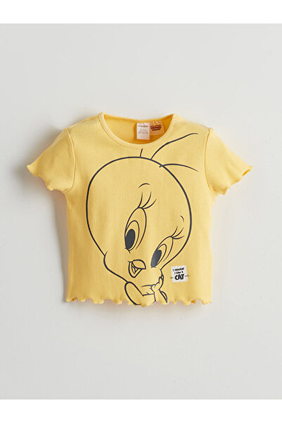 LC Waikiki Gelbes Mädchen-T-Shirt mit Tweety-Aufdruck