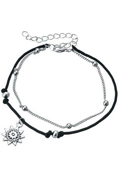 Generic Italian Designer Silver Plated Anklets For Women Black 9779A
