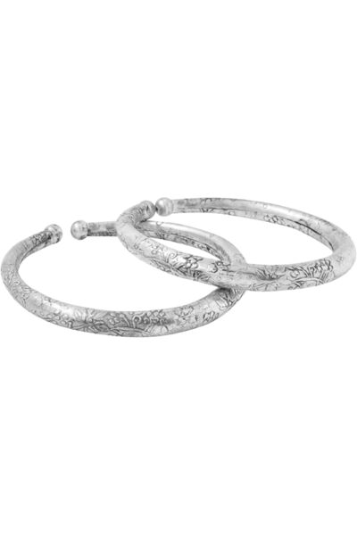 Generic Classic German Silver Oxidized Antique Design Traditional Kada Anklet...