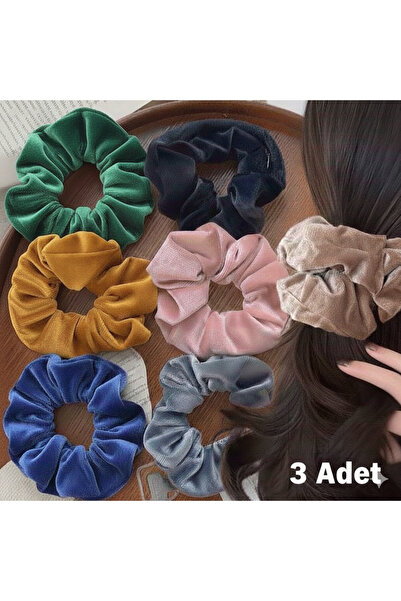 MutluBiDünya 3 Adet Kadife Scrunchie Simit Toka Kadife Simit Toka
