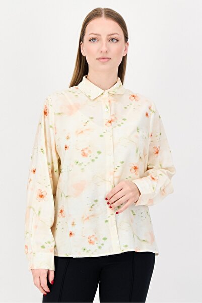 Kathy Ireland Women Spread Collar Long Sleeve Floral Print Shirt, Multicolor