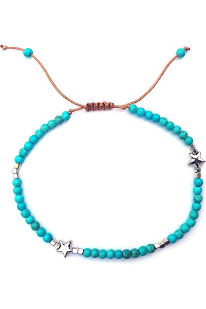 Generic خلخال جينبري من الفيروز، سوار للكاحل قابل للتعديل، مناسب لفصل الصيف و...