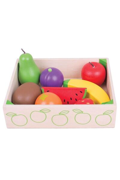 BIGJIGS Toys Cutiuta cu fructe din lemn