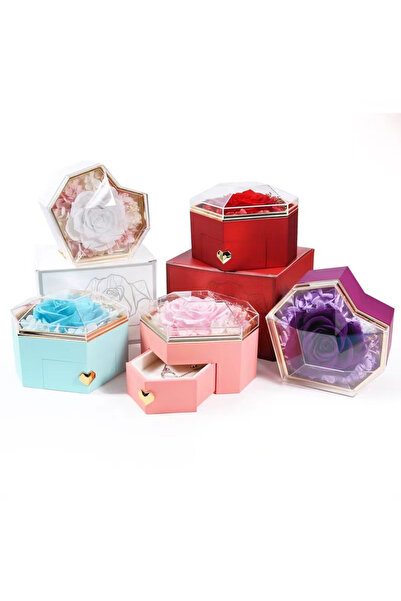 By Rozane Luxury Gift Set with Cryogenic Eternal Rose and Jewelry Drawer