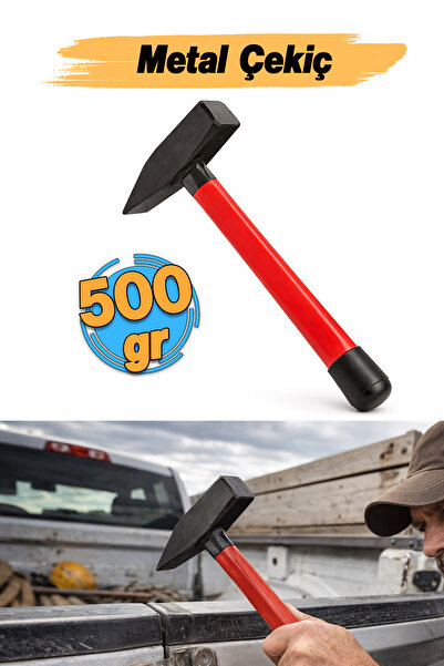 Badem10 (1 Adet) Çelik Kamyoncu Çekici Metal Saplı Çekiç 27 cm Yarım Kilo 500...