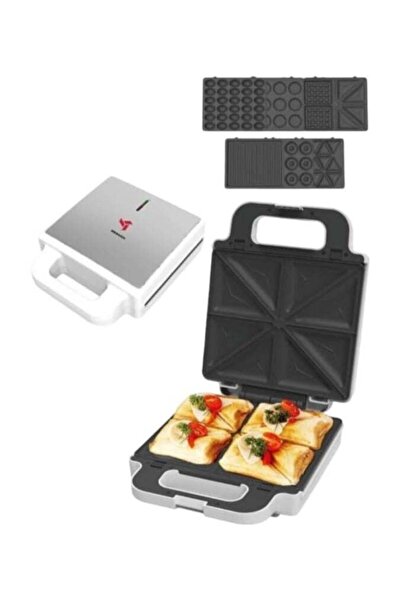 MEBASHI 7-in-1 Multi Snack Maker with Non-Stick Changeable Plates and Auto Lo...