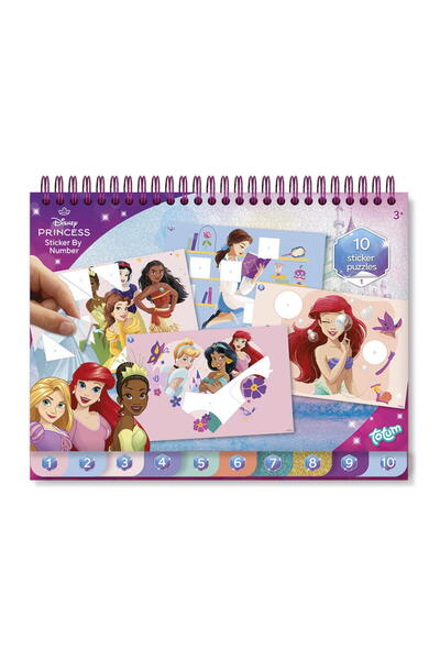 Totum Carte de colorat & abtibilduri cu numere - Disney Princess