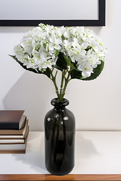 Yapay Çiçek Deposu Yapay Pıtırcıklı Ortanca Dalı 50 cm Beyaz