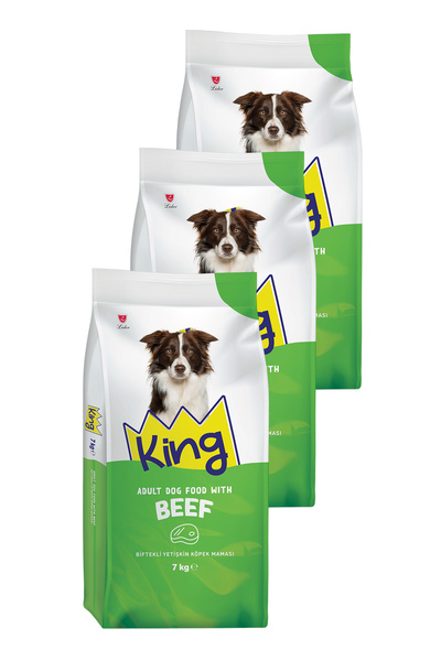 King Biftekli Yetişkin Köpek Maması 3 x 7 Kg