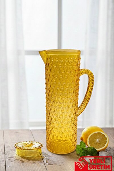 GUGGA Merlin 1.5 L Akrilik Plastik Sürahi – Akrilik Kapaklı, Şeffaf Desenli S...