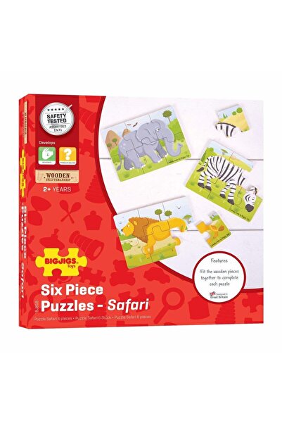 BIGJIGS Toys Set 3 puzzle din lemn - Jungla Vesela