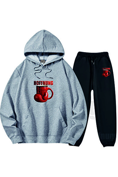 HOFFNUNG Casual Tracksuit Set Boxing Coffee Outdoor Spring/Summer Full Hoodie