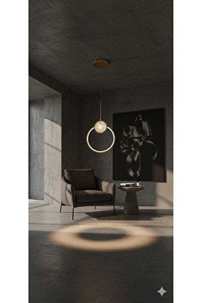 BAYGÜL ELEKTRİK Sarkık kristal taşlı 3 renk kumandasız yuvarlak ledli gold av...