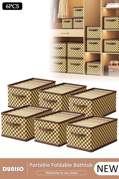 DOMEET 6 Pcs Foldable Storage Box, Large Collapsible Oxford Cloth Checkerboar...