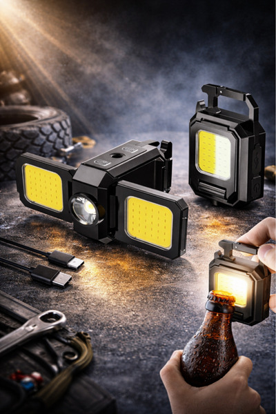 Taimi COB Magnetic Keychain Work Lamp, 1000LM, 5 Modes, 90° Foldable, Recharg...