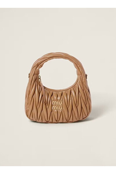 MIUMI Nappa leather hobo Shoulder Bag With Crossbody Strap Zip Closure