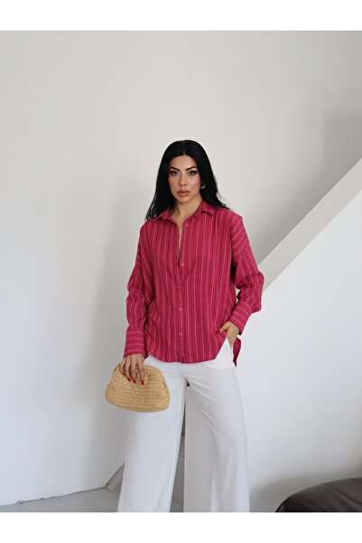 Fashionbox Ριγέ βαμβακερό πουκάμισο με άνετη εφαρμογή 26111