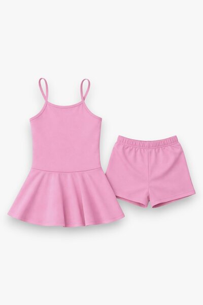 My Kids Wear Girl's Waitress Swimsuit Dress and Shorts 2-Piece Set 12418