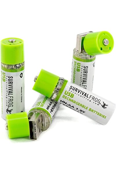 Survival Frog Rechargeable USB AA Batteries - 1.2 Volt/1450 mAh Long Lasting ...